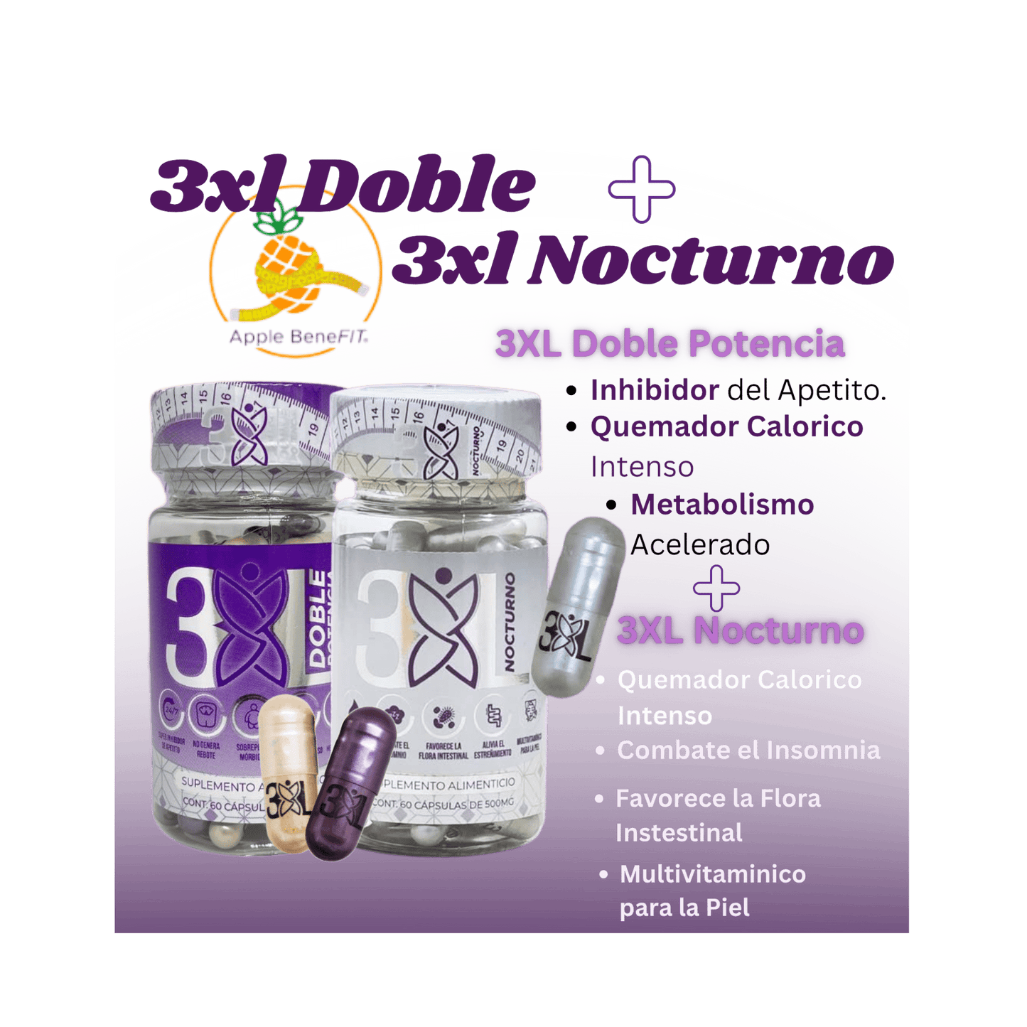 3XL Duo Doble Potencia + 3XL Nocturno by Apple BeneFit - Capsules - DendasStore