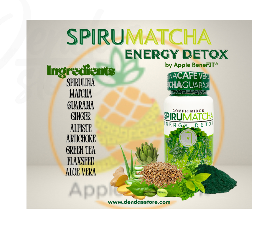 SPIRU𝗠𝗔𝗧𝗖𝗛𝗔 Energy Detox Tablets by Apple BeneFIT®️ - Bottle of 60 Tablets.
