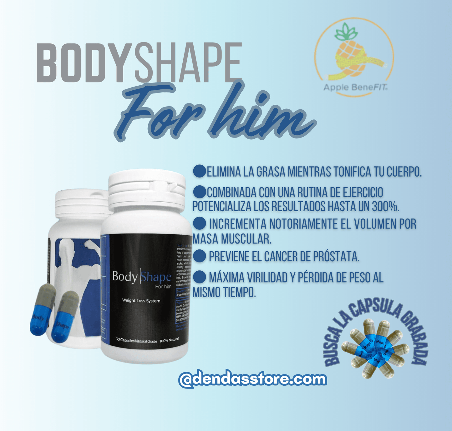 BodyShape For Him – Herbal Fat Burner & Muscle Support for Men (30 Capsules) - DendasStore