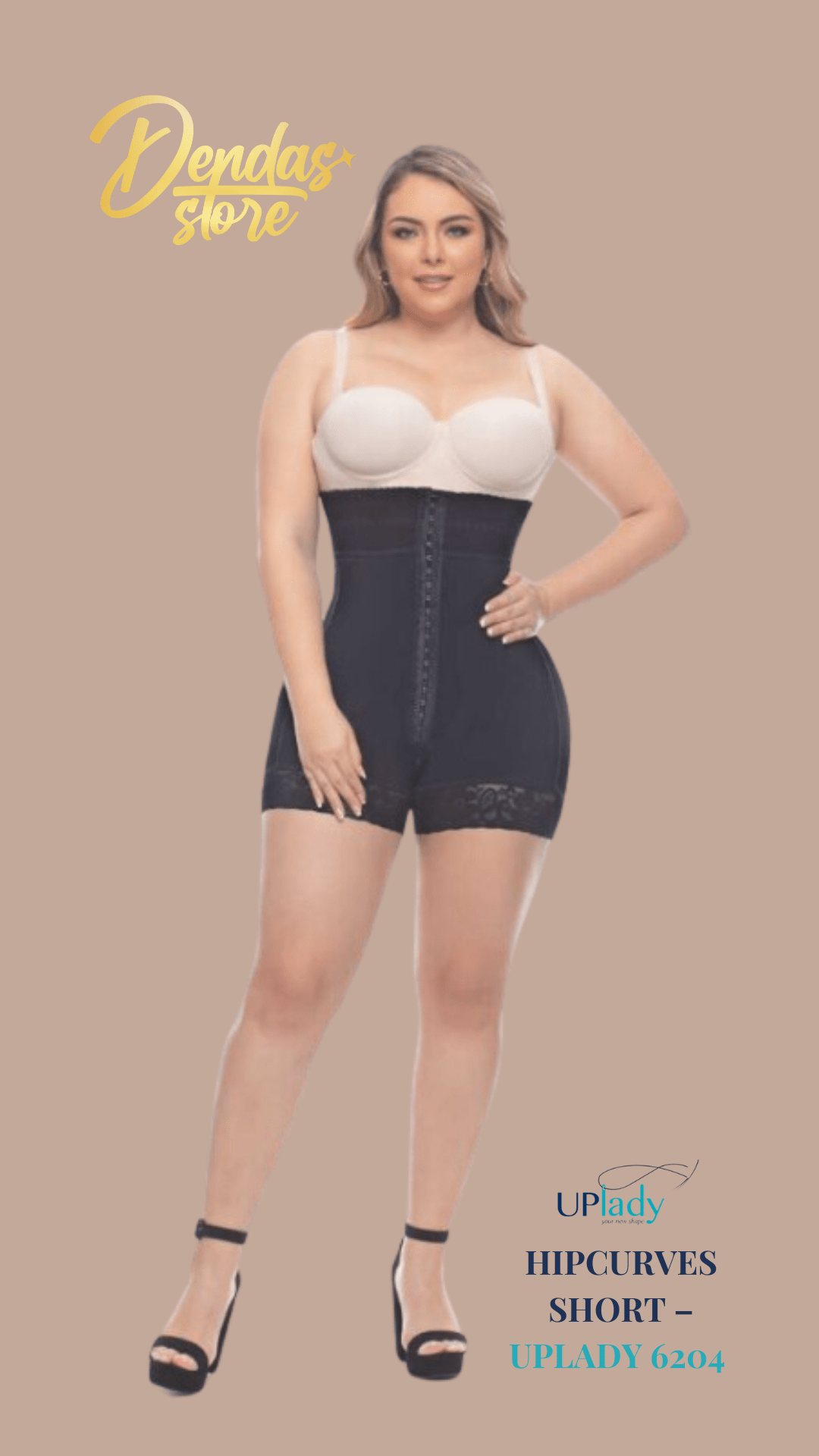 HipCurves Short – UPLady 6204 Black - Size 2XL - DendasStore
