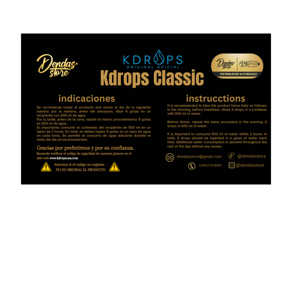 Kdrops Classic – Natural Detox & Energy Boost Drops (1 Dropper) - DendasStore