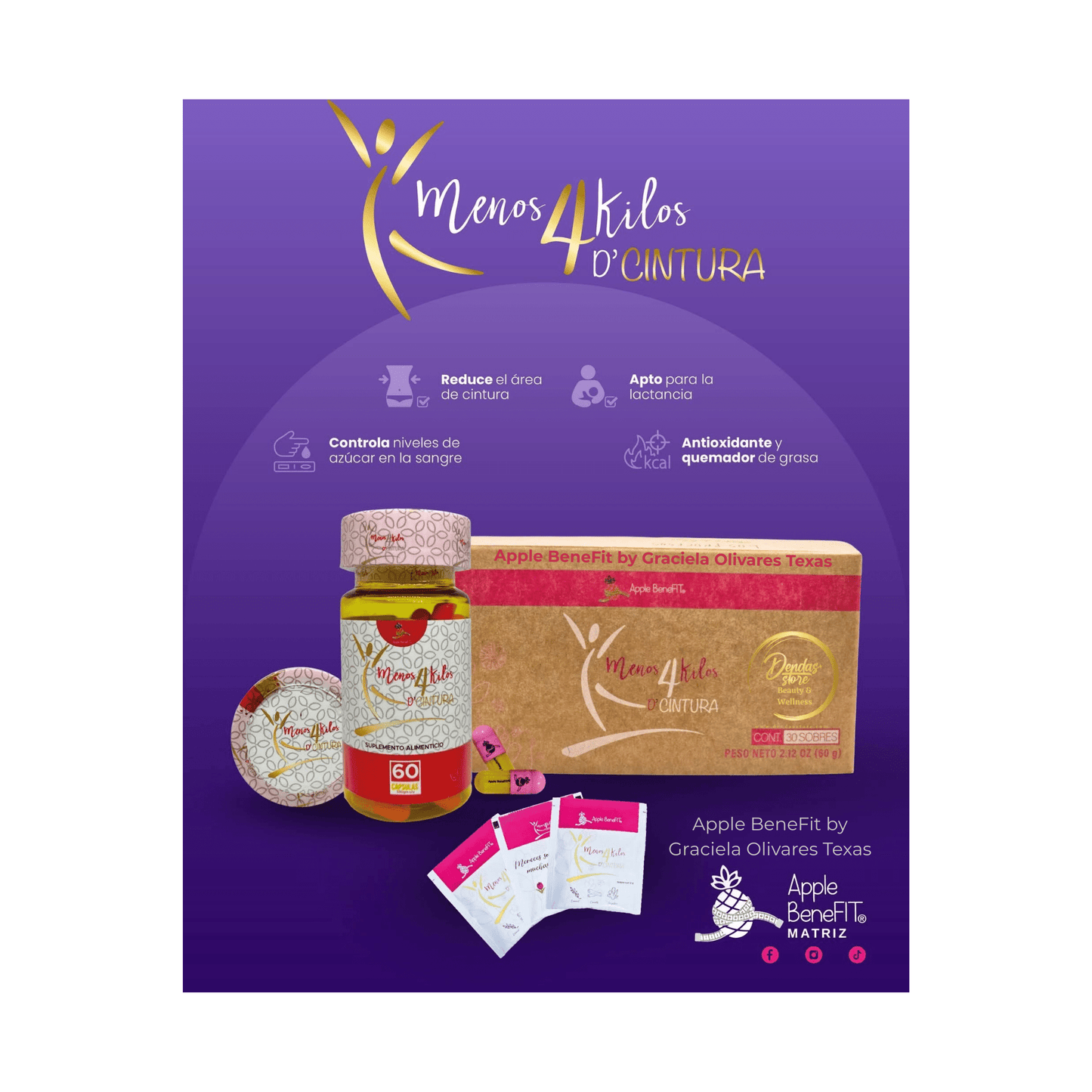 Menos 4 Kilos D’Cintura – Herbal Slimming Tea & Capsules Kit | Belly Fat & Waist Support - DendasStore