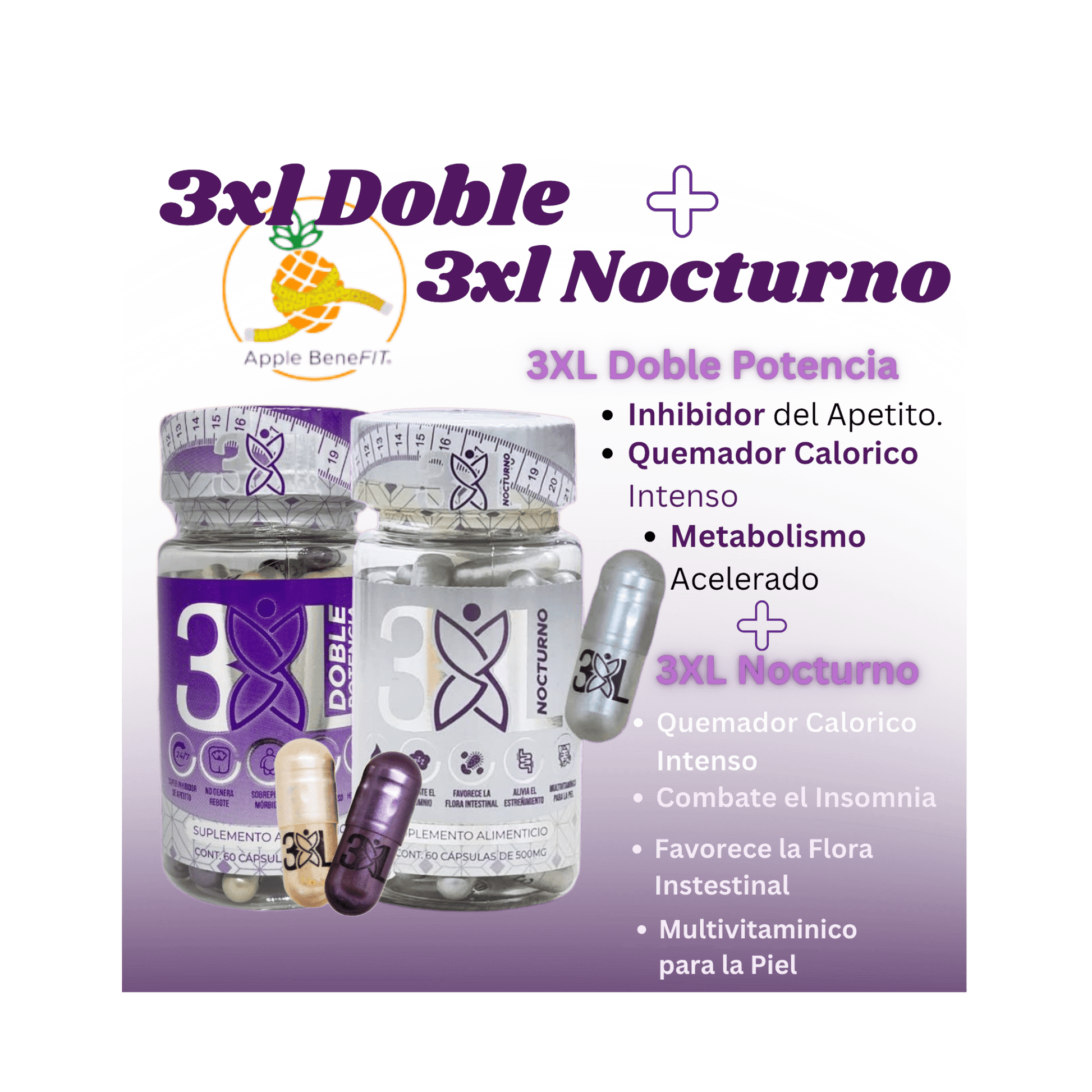 3XL Duo Doble Potencia + 3XL Nocturno by Apple BeneFit - Capsules - DendasStore