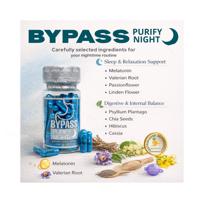 Bypass Purify Night – Cápsulas Nocturnas para Bienestar Digestivo y Equilibrio Interno – 60 Cápsulas