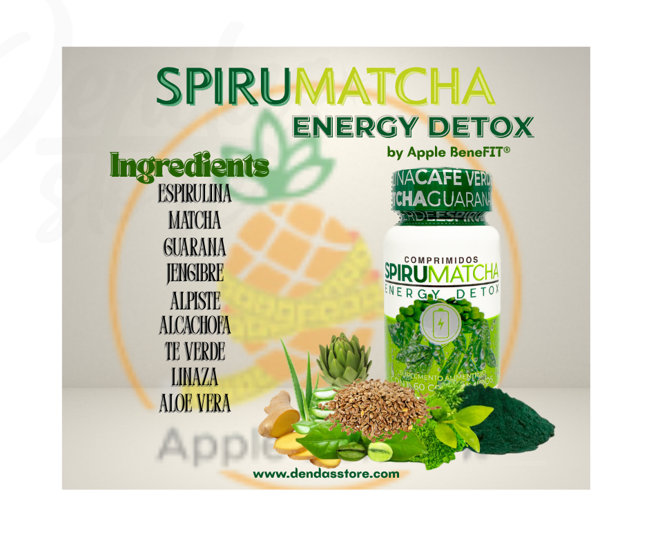 SPIRU𝗠𝗔𝗧𝗖𝗛𝗔 Energy Detox Tablets by Apple BeneFIT®️ - Bottle of 60 Tablets.