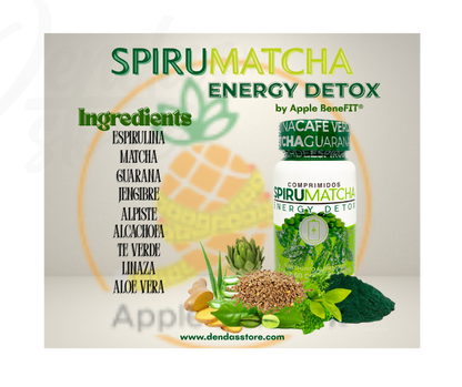 SPIRU𝗠𝗔𝗧𝗖𝗛𝗔 Energy Detox Tablets by Apple BeneFIT®️ - Bottle of 60 Tablets.