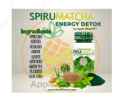 SPIRU𝗠𝗔𝗧𝗖𝗛𝗔 Energy Detox Tablets by Apple BeneFIT®️ - Bottle of 60 Tablets.