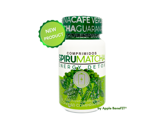 SPIRU𝗠𝗔𝗧𝗖𝗛𝗔 Energy Detox Tablets by Apple BeneFIT®️ - Bottle of 60 Tablets.