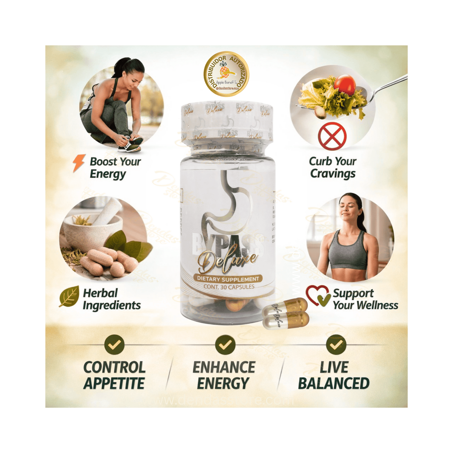 ByPass Deluxe – Natural Appetite & Energy Support Capsules (30 Count) | Apple BeneFIT® - DendasStore