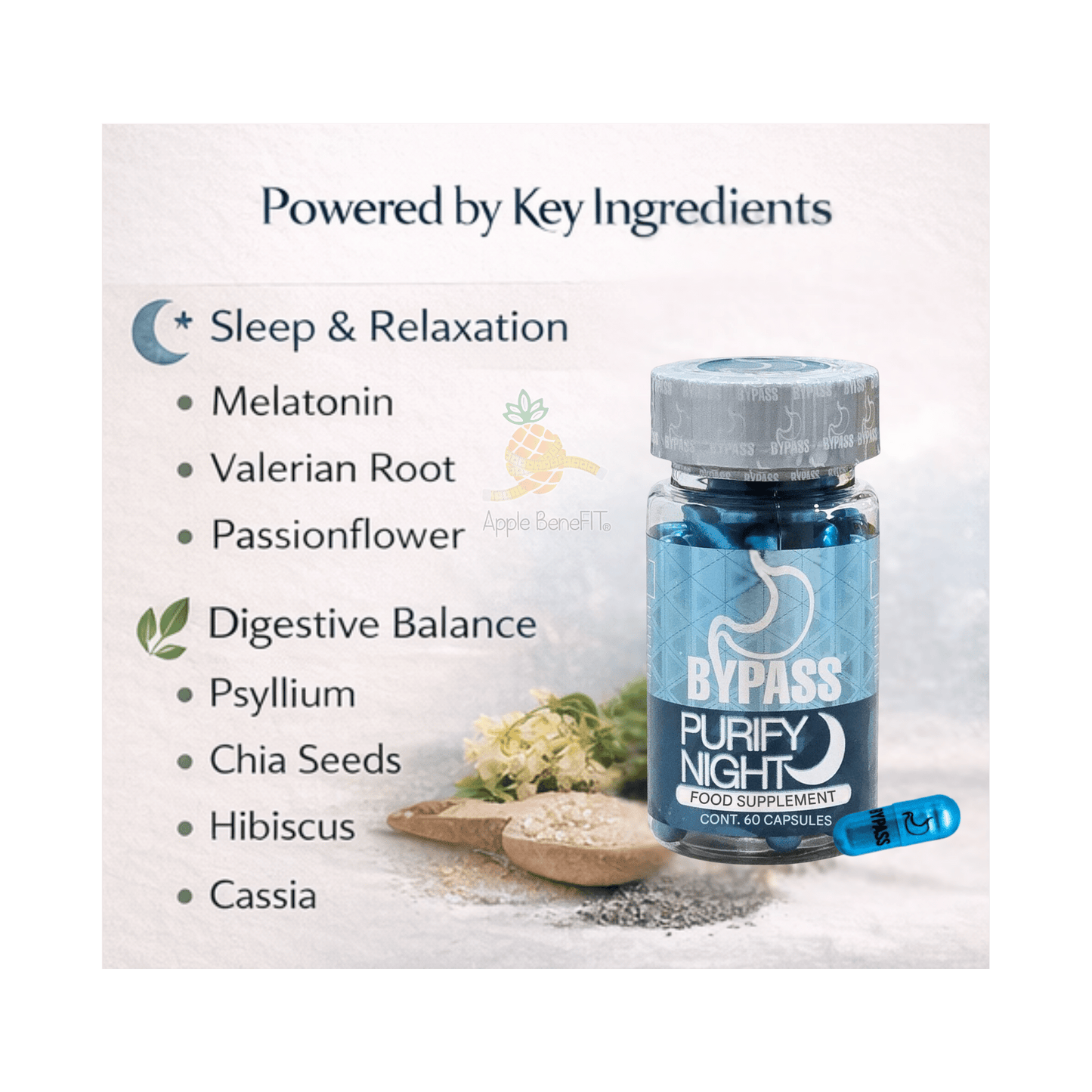 Bypass Purify Night – Nighttime Digestive Support Capsules | Evening Wellness Routine | 60 Capsules - DendasStore