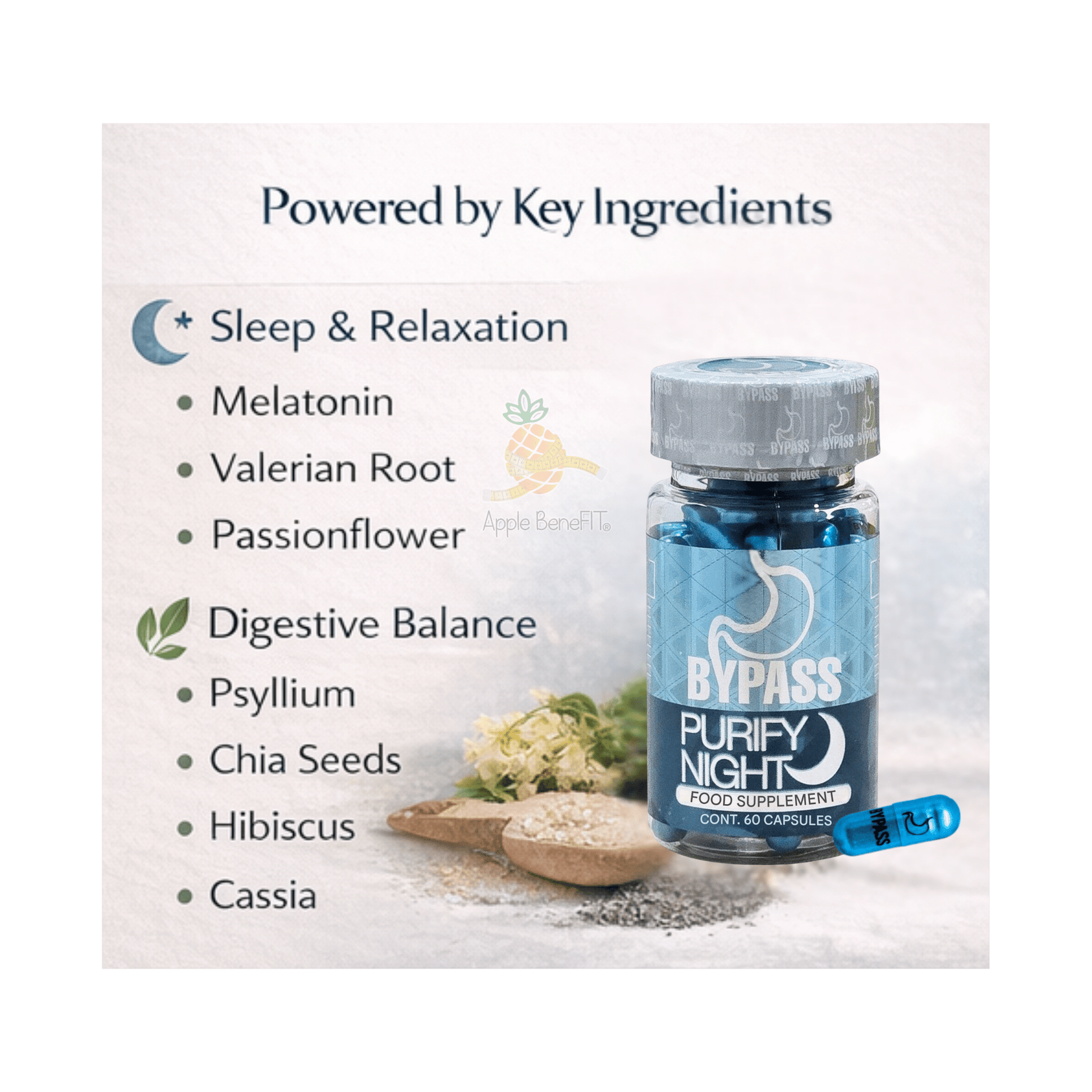 Bypass Purify Night – Nighttime Digestive Support Capsules | Evening Wellness Routine | 60 Capsules - DendasStore