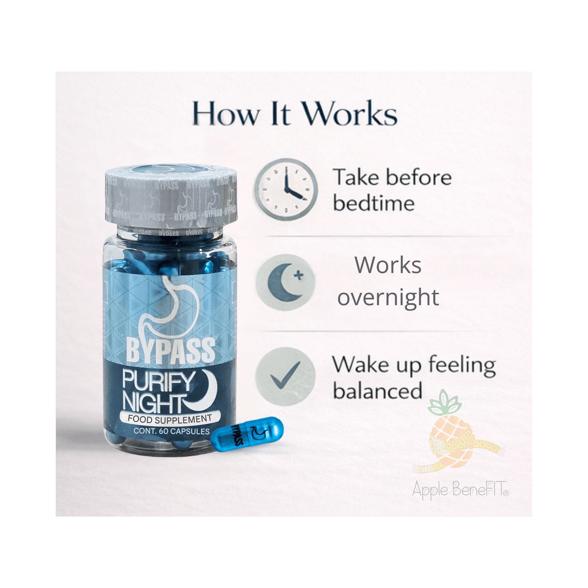 Bypass Purify Night – Nighttime Digestive Support Capsules | Evening Wellness Routine | 60 Capsules - DendasStore