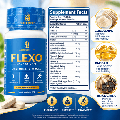 Flexo Joint & Bone Support Supplement | 60 Tablets - DendasStore