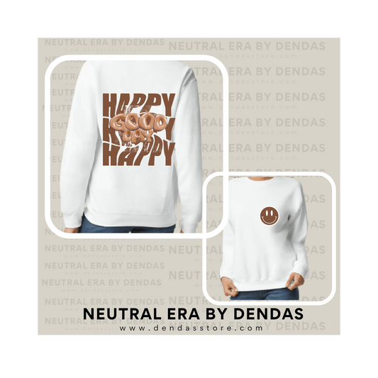 “Happy Good Day” Oversized Crewneck – Unisex Cozy Sweatshirt | Burgundy | Neutral Era by Dendas - DendasStore