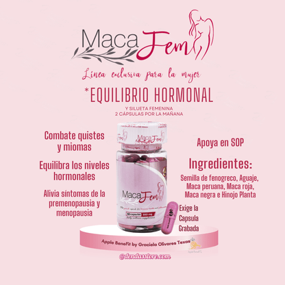 MacaFem Capsules by Apple BeneFIT® – The Pink Capsule for Natural Feminine Balance & Body Wellness – 60 Caps - DendasStore