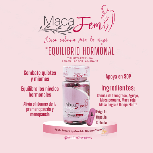 MacaFem Capsules by Apple BeneFIT® – The Pink Capsule for Natural Feminine Balance & Body Wellness – 60 Caps - DendasStore
