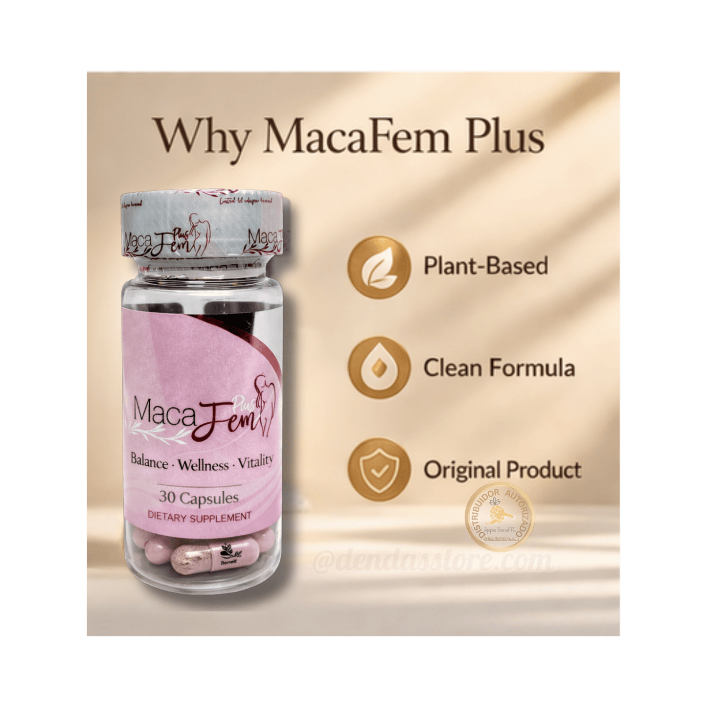 MacaFem Plus – Women’s Wellness Formula | 30 Capsules - DendasStore
