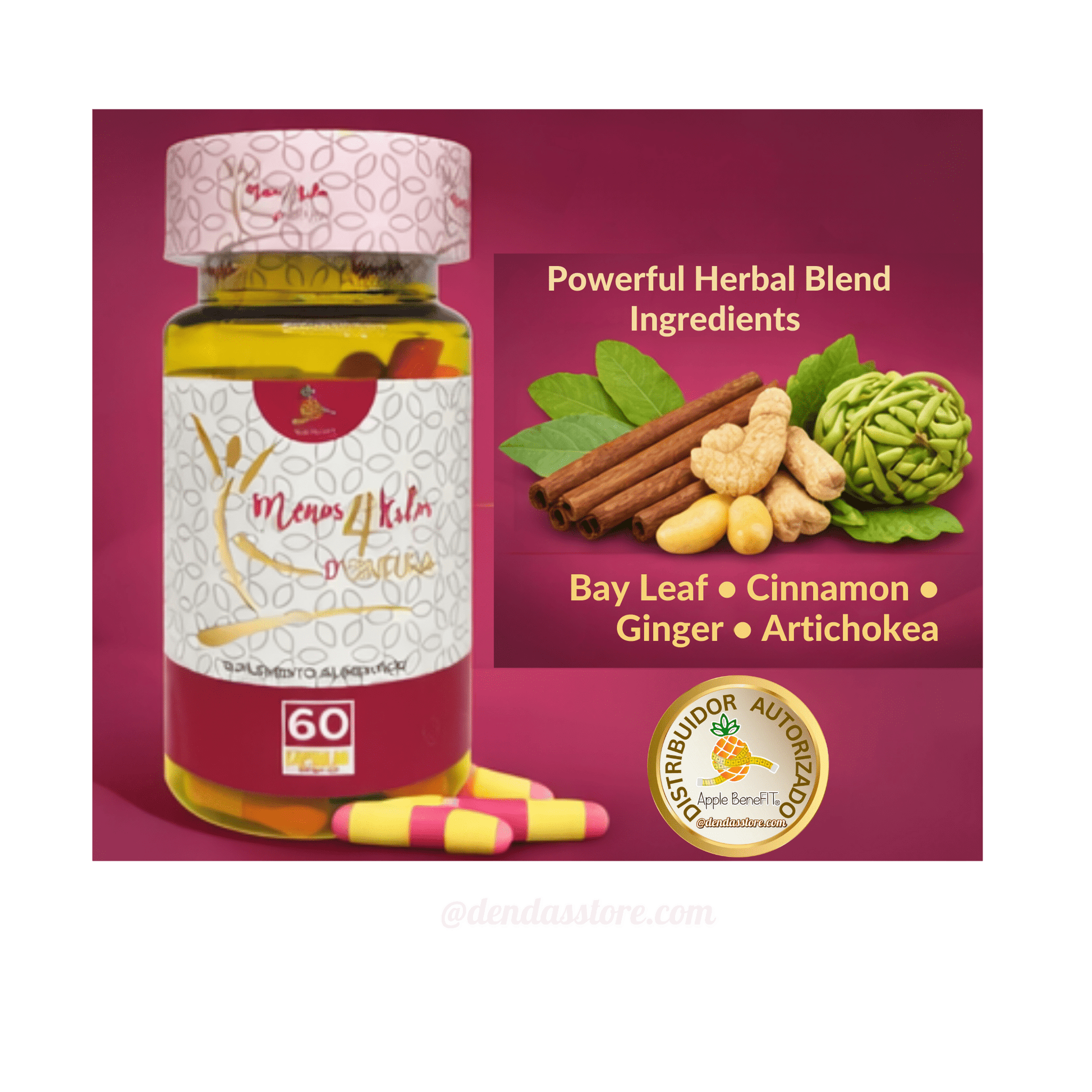 Menos 4 Kilos d’Cintura | Natural Herbal Capsules for Waist & Digestive Support – 60 Count - DendasStore