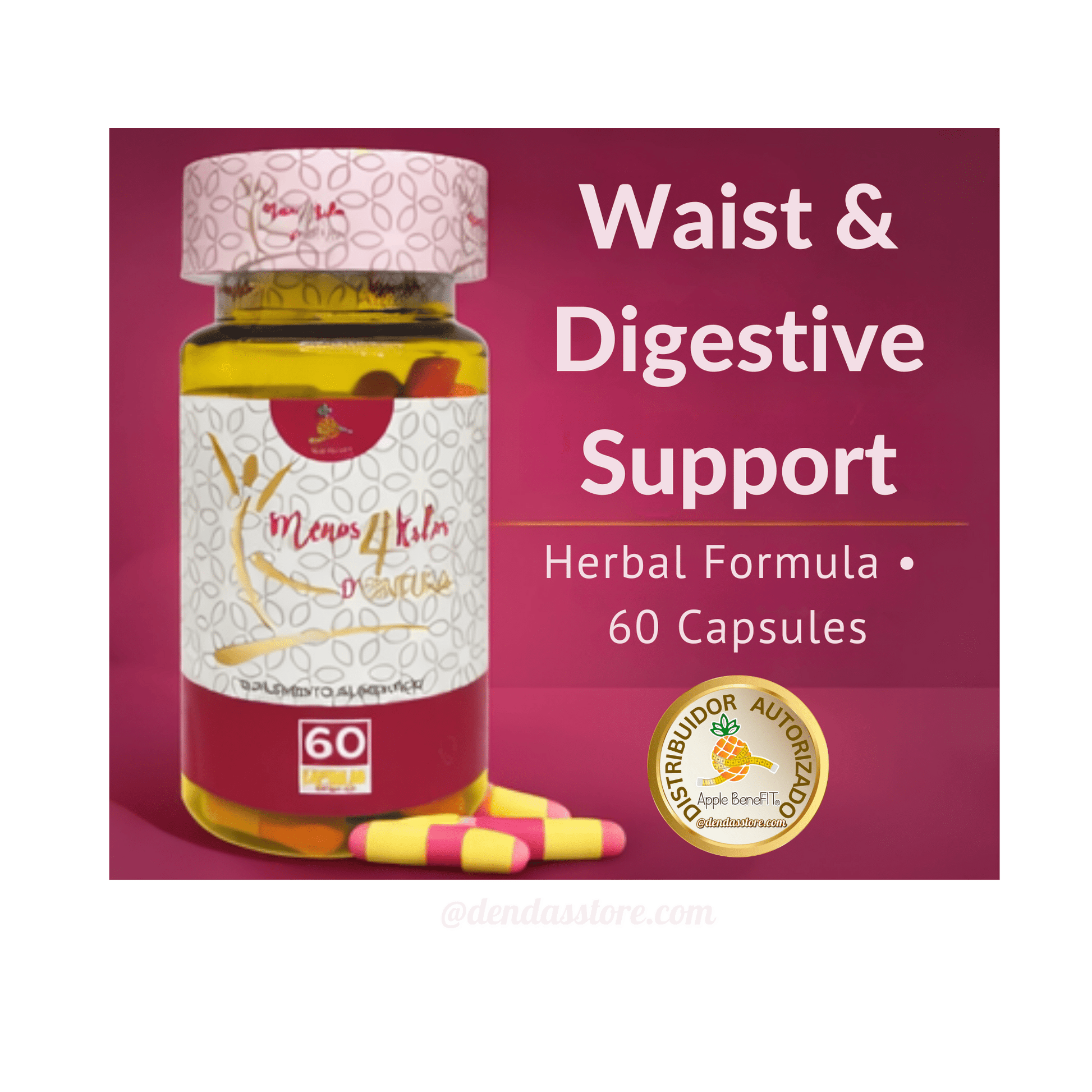 Menos 4 Kilos d’Cintura | Natural Herbal Capsules for Waist & Digestive Support – 60 Count - DendasStore