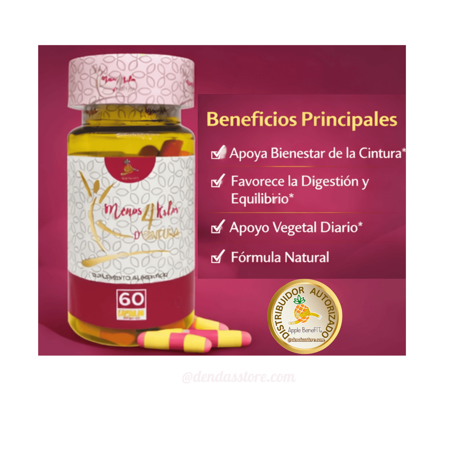 Menos 4 Kilos d’Cintura | Natural Herbal Capsules for Waist & Digestive Support – 60 Count - DendasStore