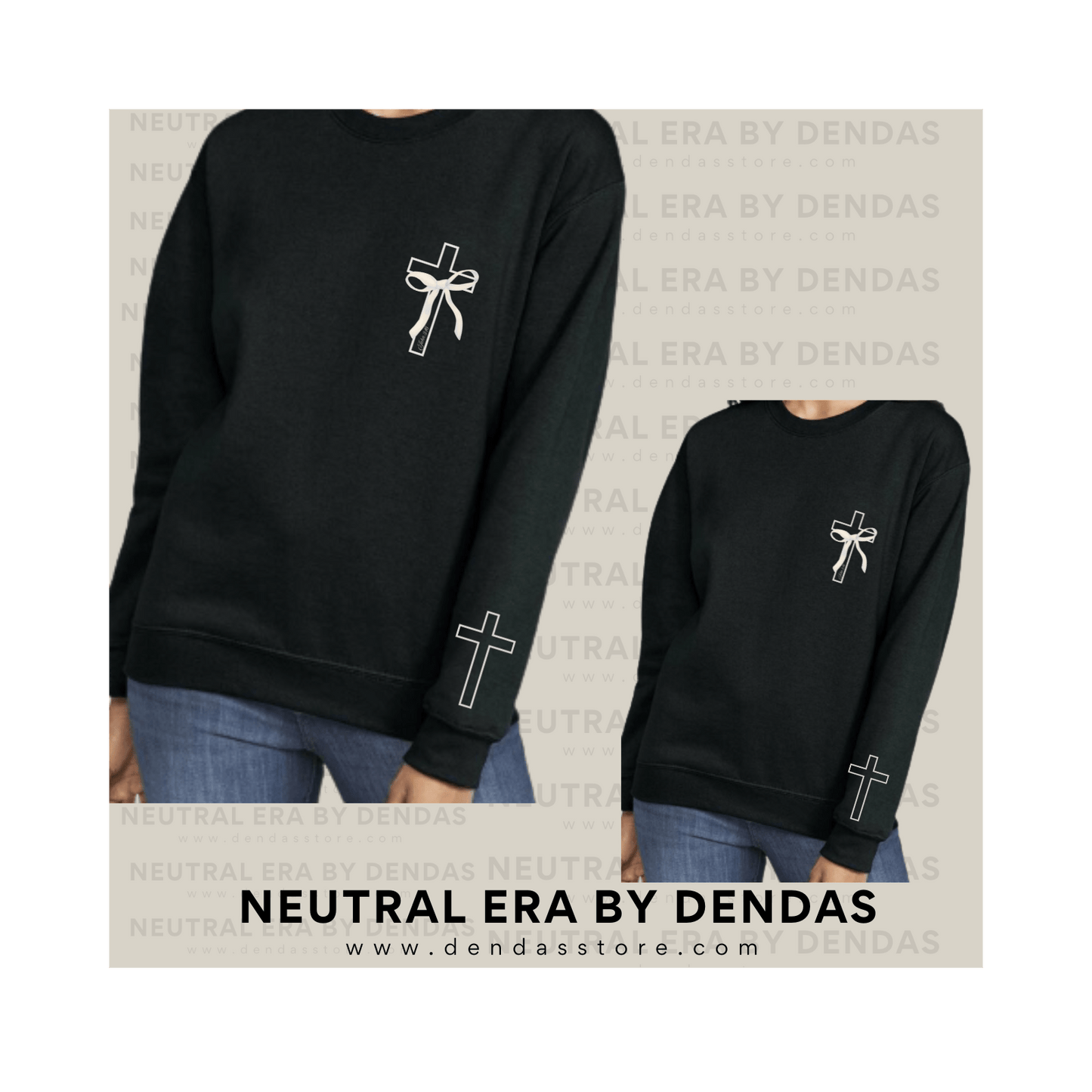 Minimalist Pink Cross Sweatshirt Oversized Crewneck | Unisex Aesthetic Sweater | Neutral Era by Dendas - DendasStore