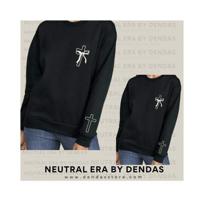 Minimalist Pink Cross Sweatshirt Oversized Crewneck | Unisex Aesthetic Sweater | Neutral Era by Dendas - DendasStore