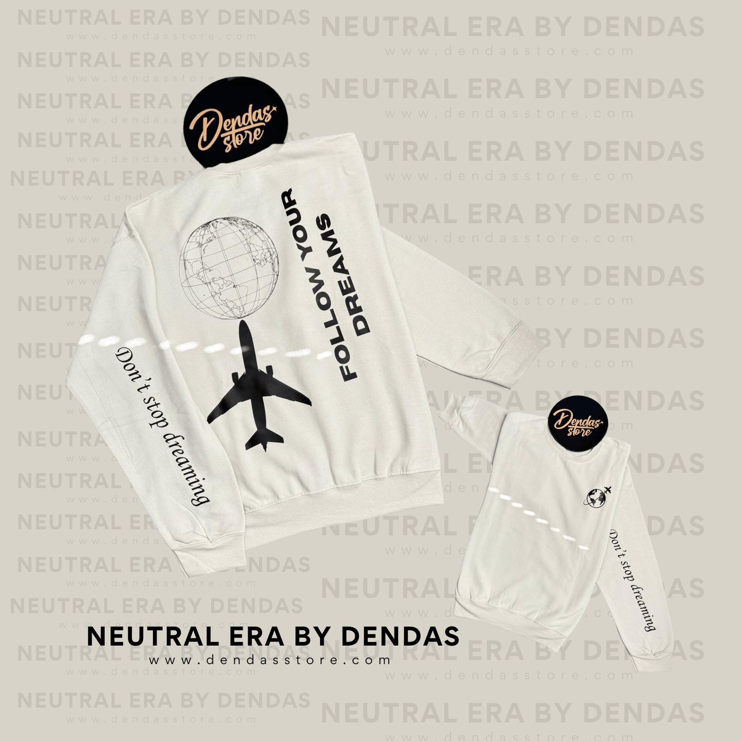 Minimalist Travel Sweatshirt, Neutral Aesthetic Crewneck, Inspirational Oversized Sweater, Neutral Era by Dendas - DendasStore