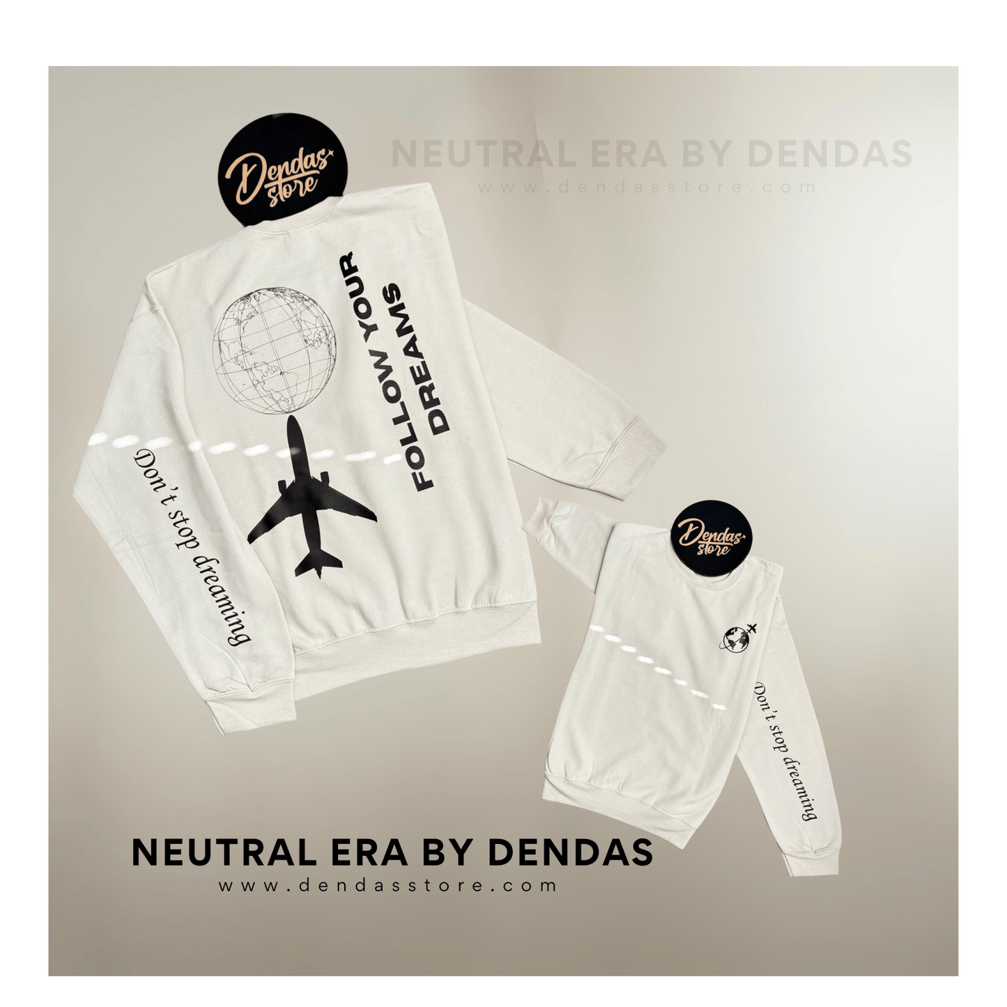 Minimalist Travel Sweatshirt, Neutral Aesthetic Crewneck, Inspirational Oversized Sweater, Neutral Era by Dendas - DendasStore