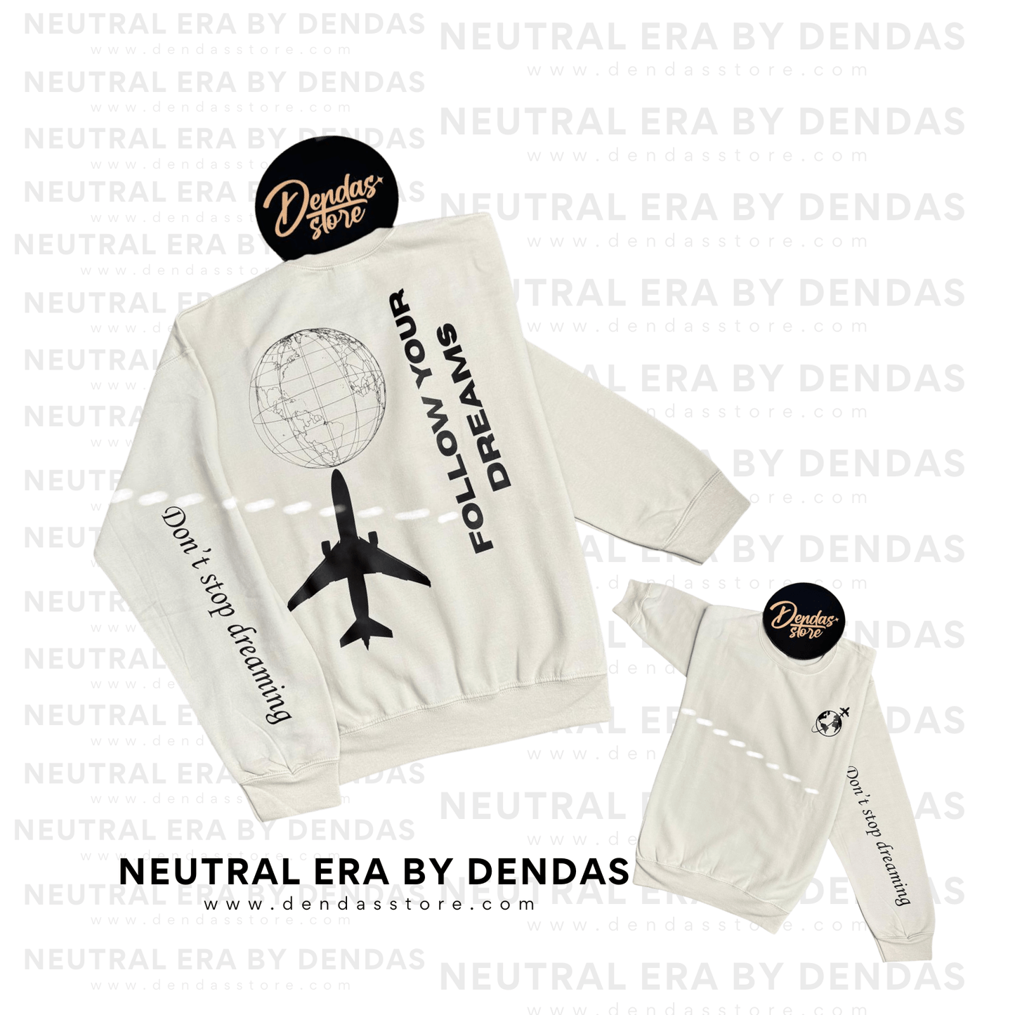 Minimalist Travel Sweatshirt, Neutral Aesthetic Crewneck, Inspirational Oversized Sweater, Neutral Era by Dendas - DendasStore