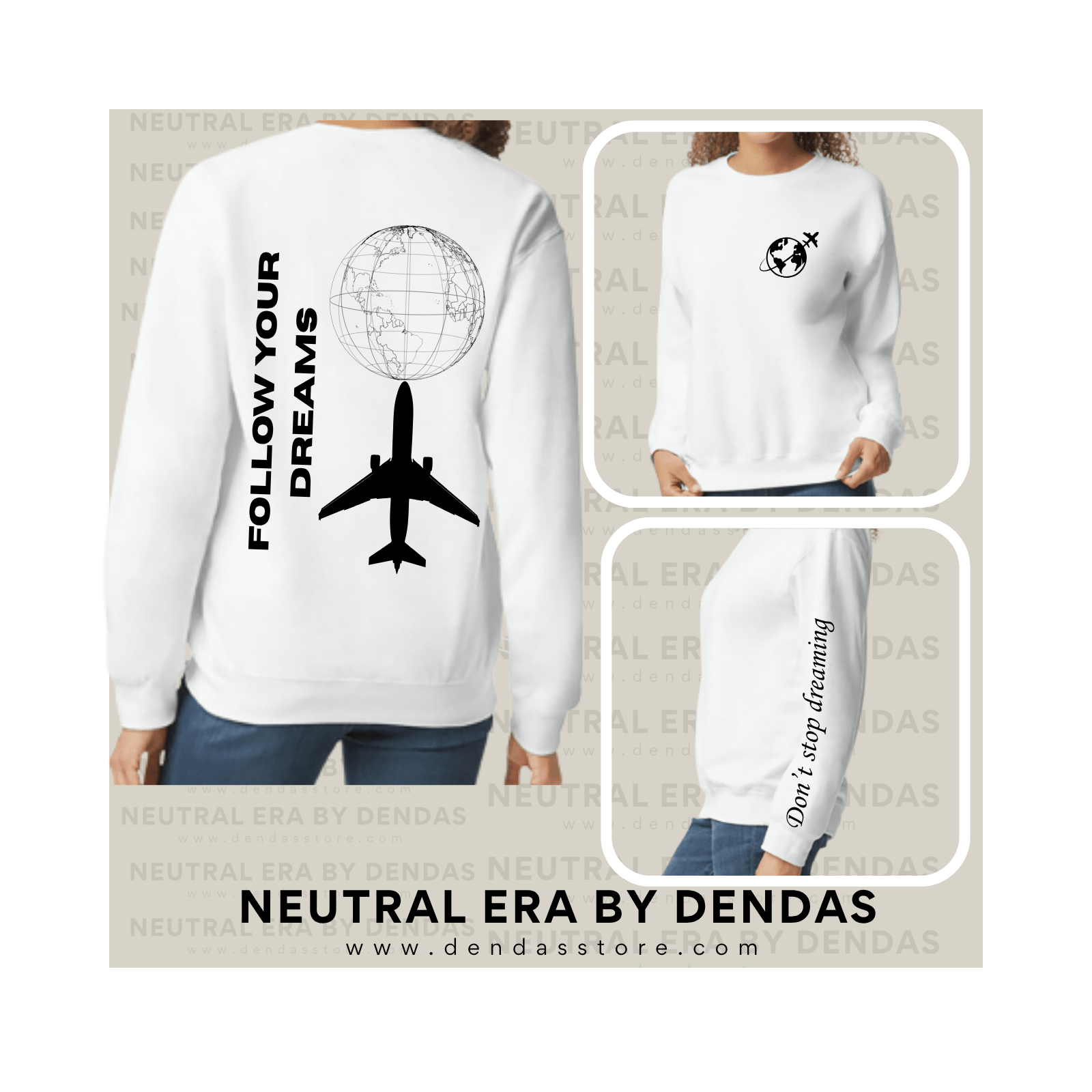 Minimalist Travel Sweatshirt, Neutral Aesthetic Crewneck, Neutral Era by Dendas - DendasStore