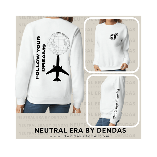 Minimalist Travel Sweatshirt, Neutral Aesthetic Crewneck, Neutral Era by Dendas - DendasStore
