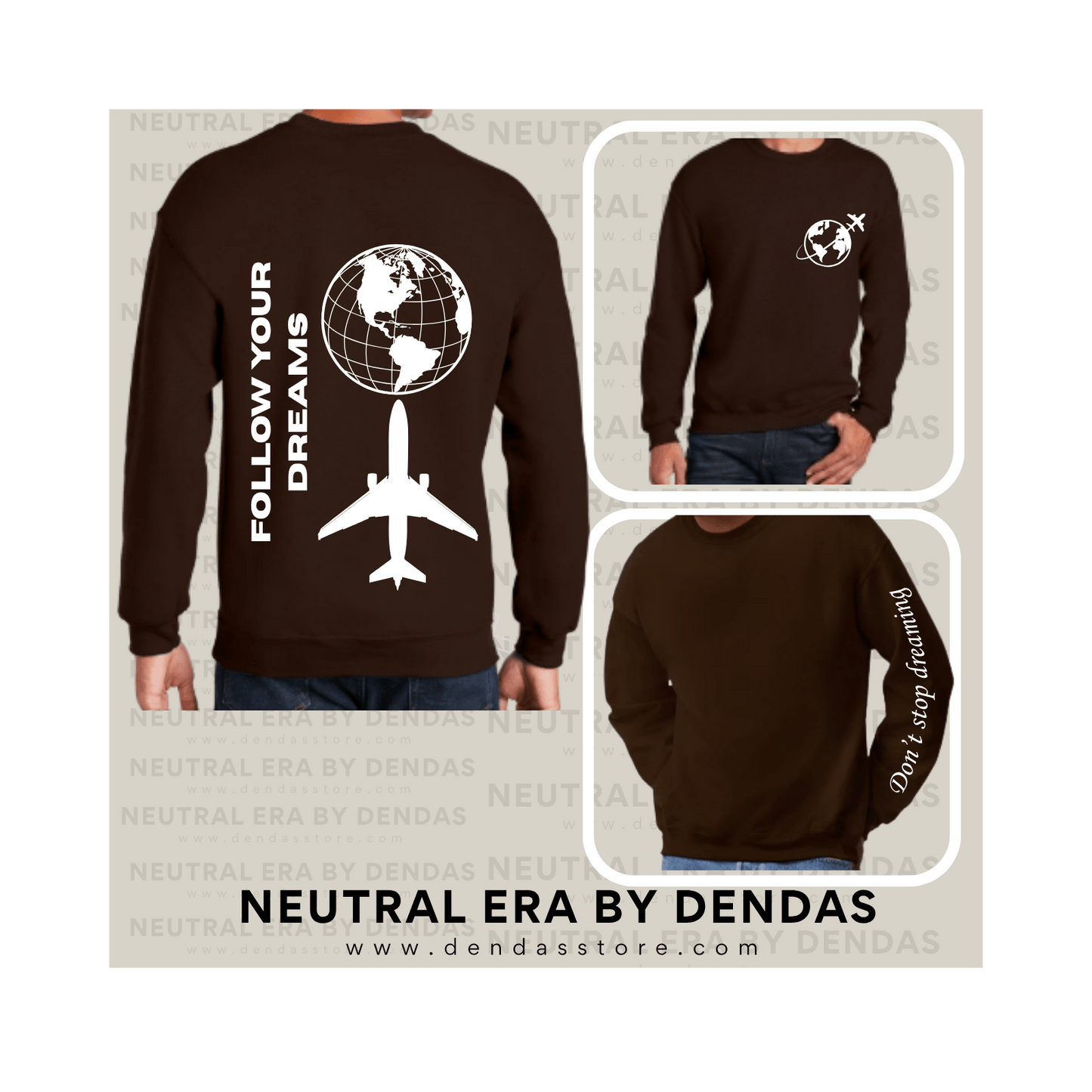 Minimalist Travel Sweatshirt, Neutral Aesthetic Crewneck, Neutral Era by Dendas - DendasStore