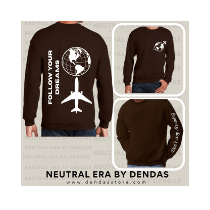 Minimalist Travel Sweatshirt, Neutral Aesthetic Crewneck, Neutral Era by Dendas - DendasStore
