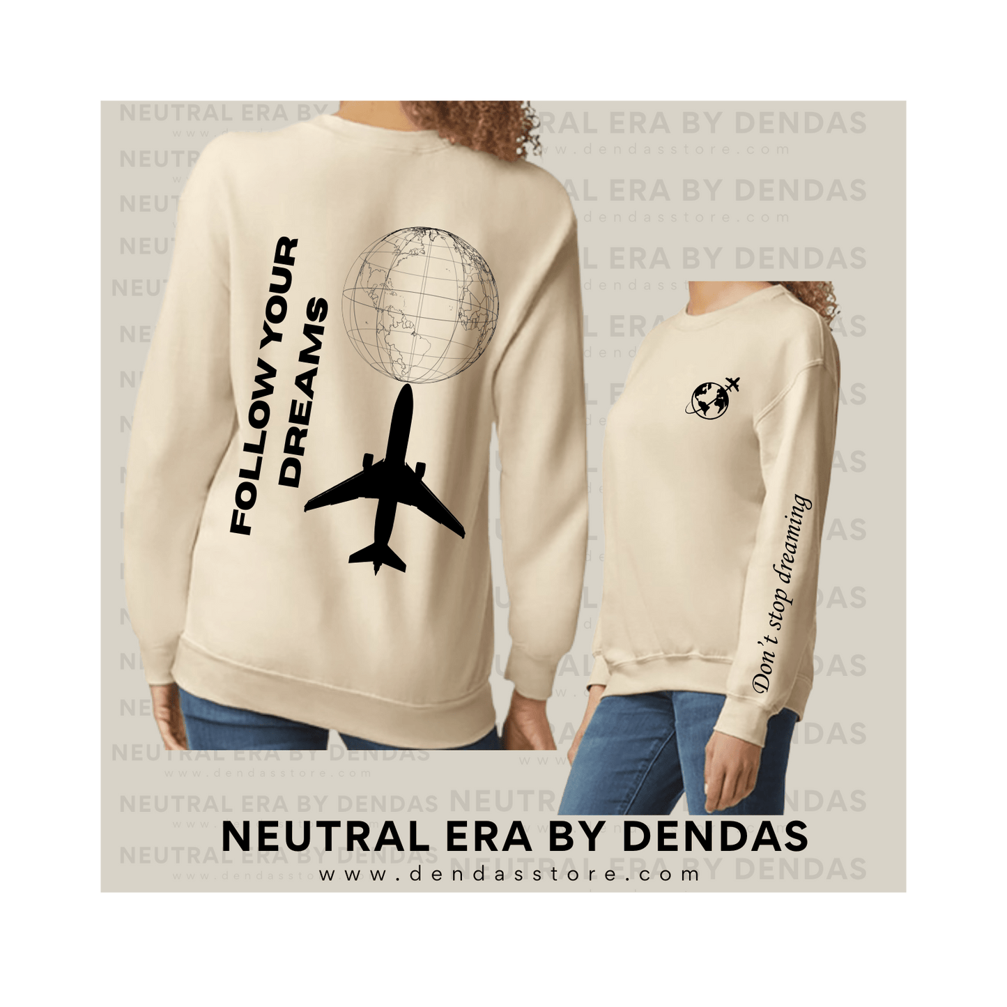 Minimalist Travel Sweatshirt, Neutral Aesthetic Crewneck, Neutral Era by Dendas - DendasStore