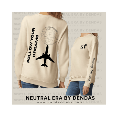 Minimalist Travel Sweatshirt, Neutral Aesthetic Crewneck, Neutral Era by Dendas - DendasStore
