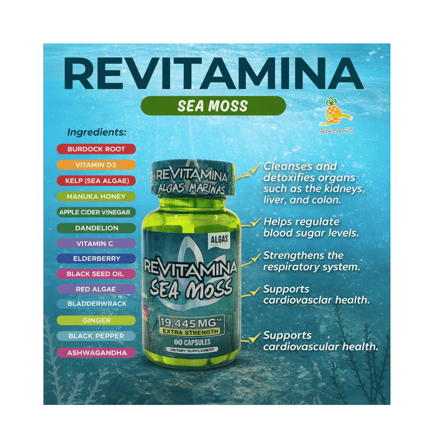 Revitamina Sea Moss – Ultra Powerful Mineral Supplement | Apple BeneFit® - DendasStore