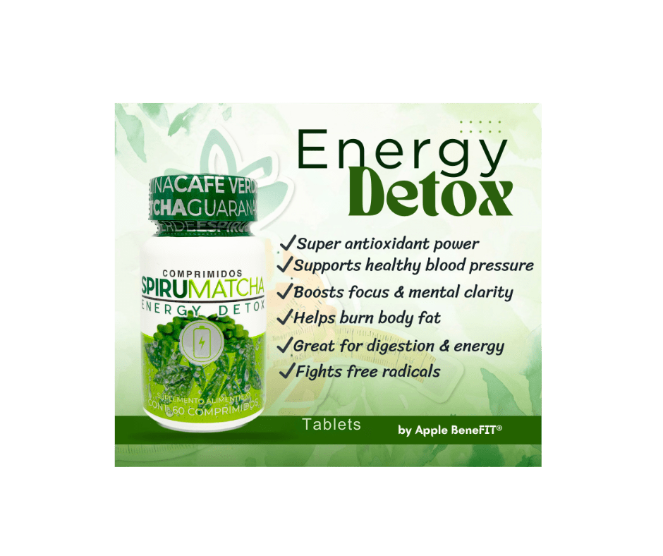 SPIRUMATCHA Detox Energy Tablets – 60 Count | Apple BeneFIT® - DendasStore