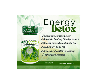 SPIRUMATCHA Detox Energy Tablets – 60 Count | Apple BeneFIT® - DendasStore