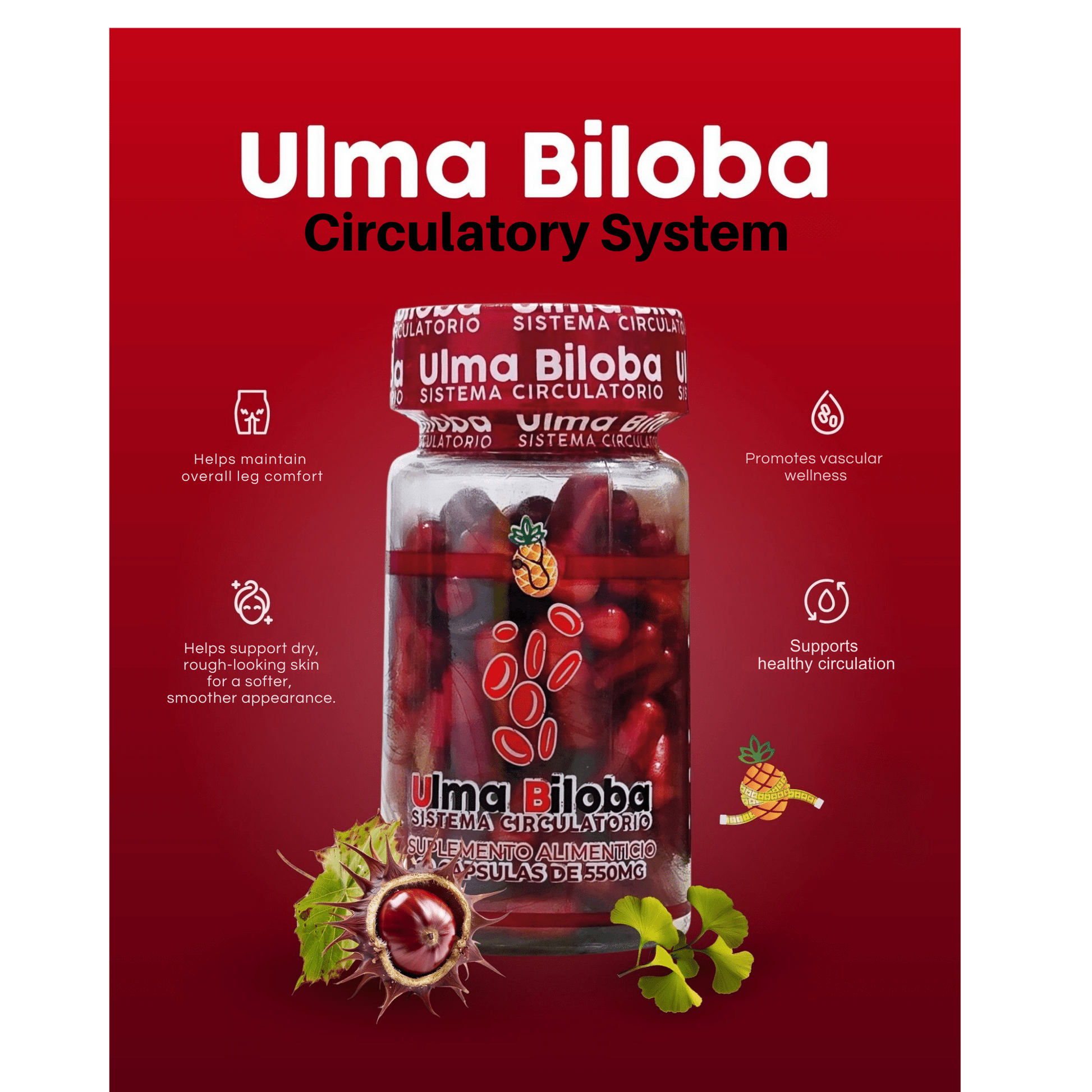 Ulma Biloba Circulatory Support | Apple BeneFit® – 60 Capsules - DendasStore